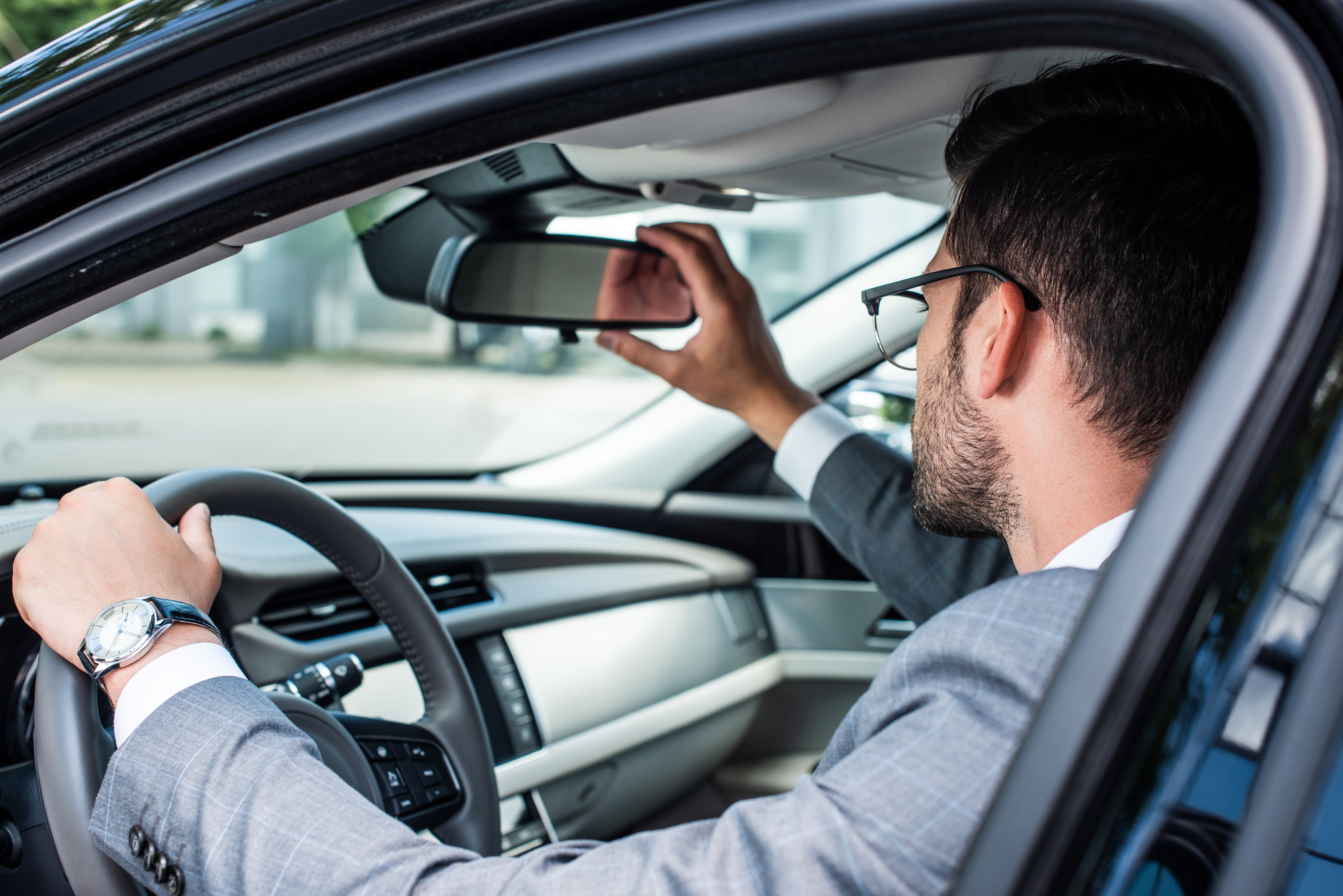 man driving safely