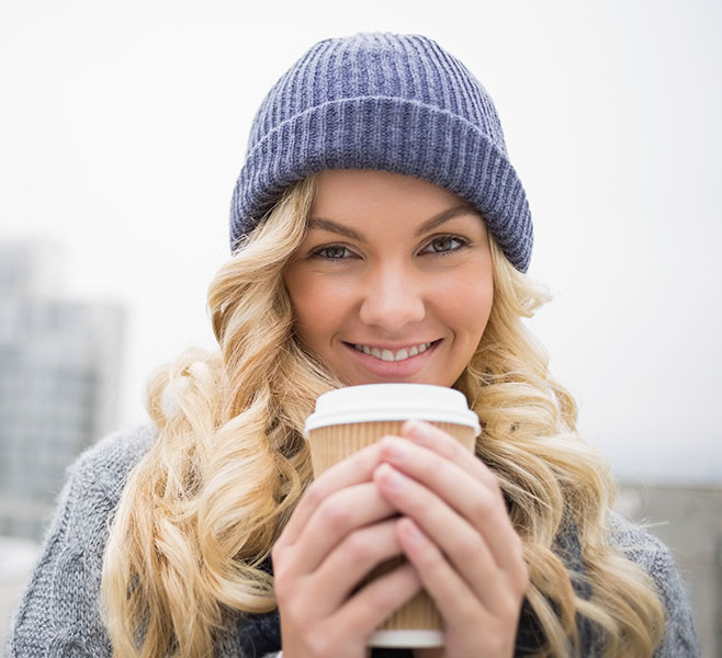 Young women drinking coffee