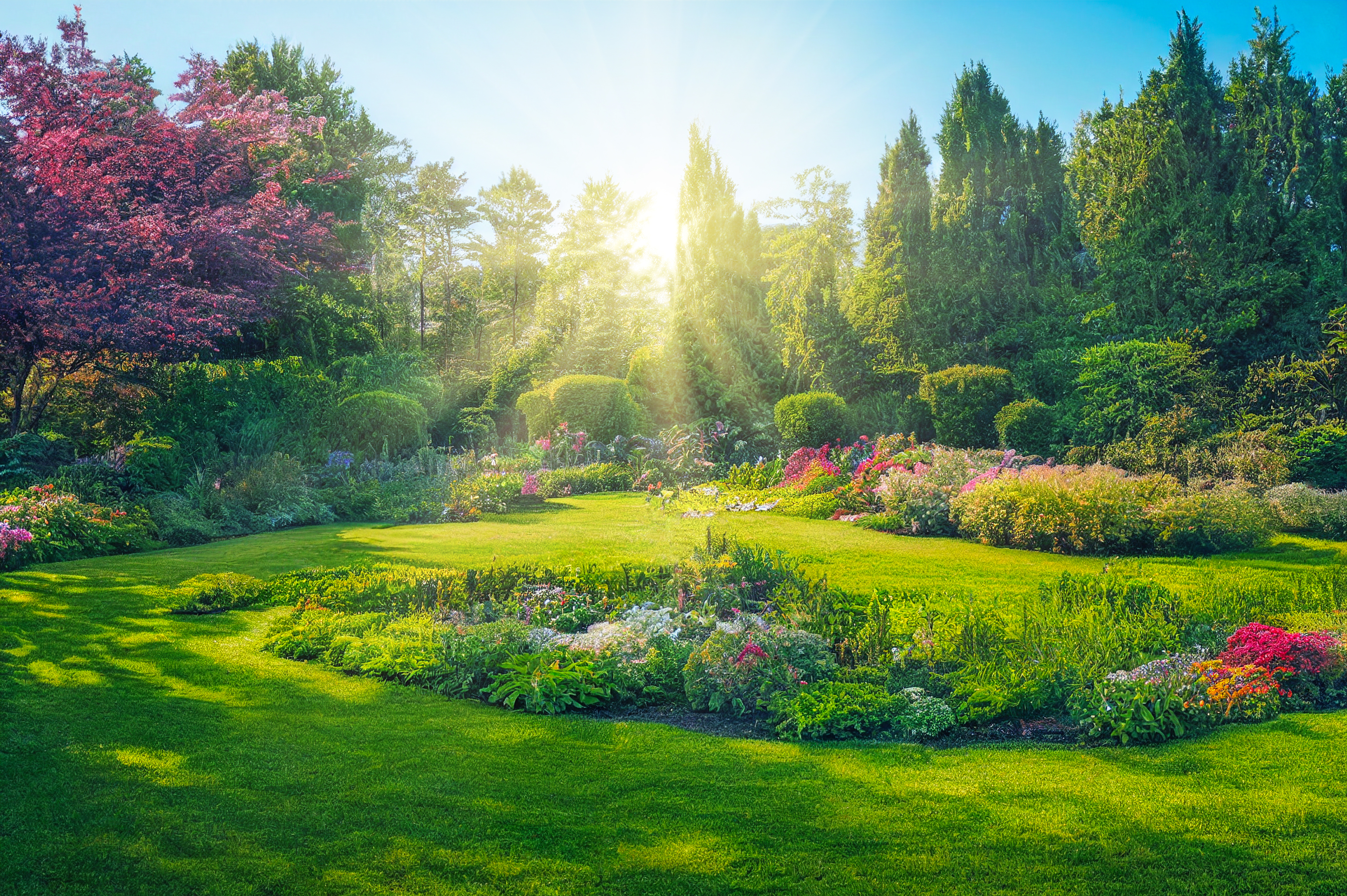 Backyard with trees