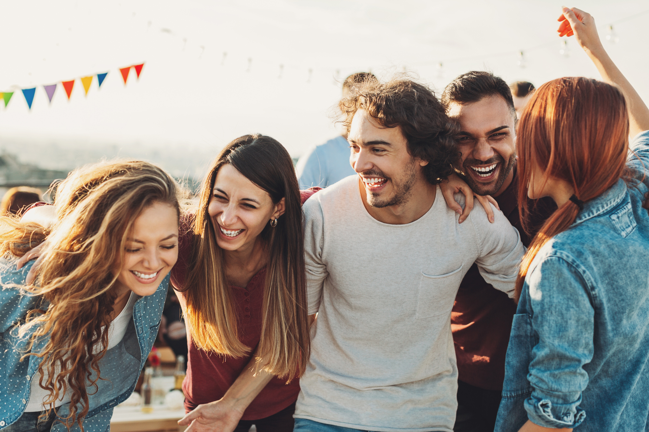 Young adults laughing