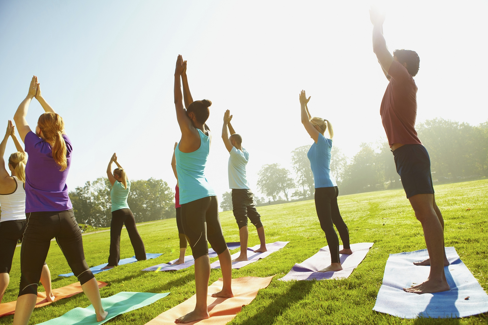 group doing yoga