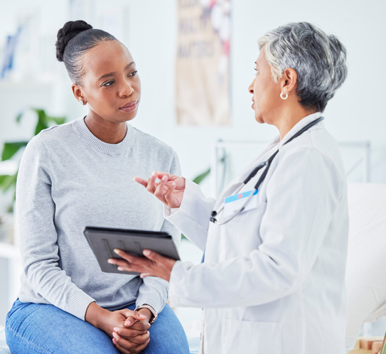 Patient talking with doctor