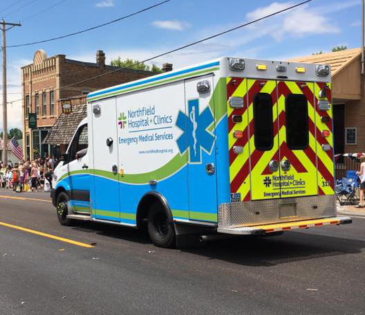 Ambulance on downtown street
