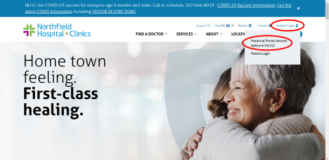 Historical portal under patient login